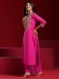 Libas Art Pink Yoke Design Chanderi Silk Straight Suit With Dupatta Online now