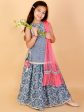 Lil Drama Girls Kurta Ghaghra with dupatta set - Navy Blue Supply