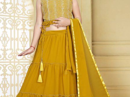 Wedding Designer Yellow Georgette Kidswear Lehenga - Aaradhna For Cheap