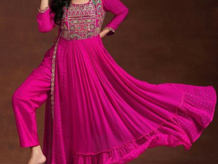 Libas Art Pink Yoke Design Georgette Anarkali Suit With Dupatta Cheap