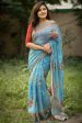 Sonakshi Blue Digital Printed Munnar Slub Designer Saree with Blouse Online Hot Sale