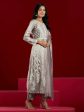 Libas Art Taupe Embroidered Silk Blend A-Line Kurta With Trousers & Dupatta Supply