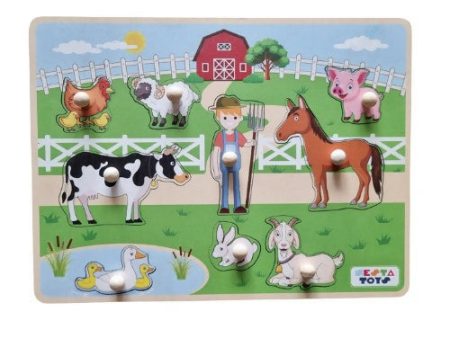 Nesta Toys Wooden Vehicle Jumbo Knob Puzzle (8 Pcs) & Wooden Farm Animal Jumbo Knob Puzzle (8 Pcs) Online Hot Sale