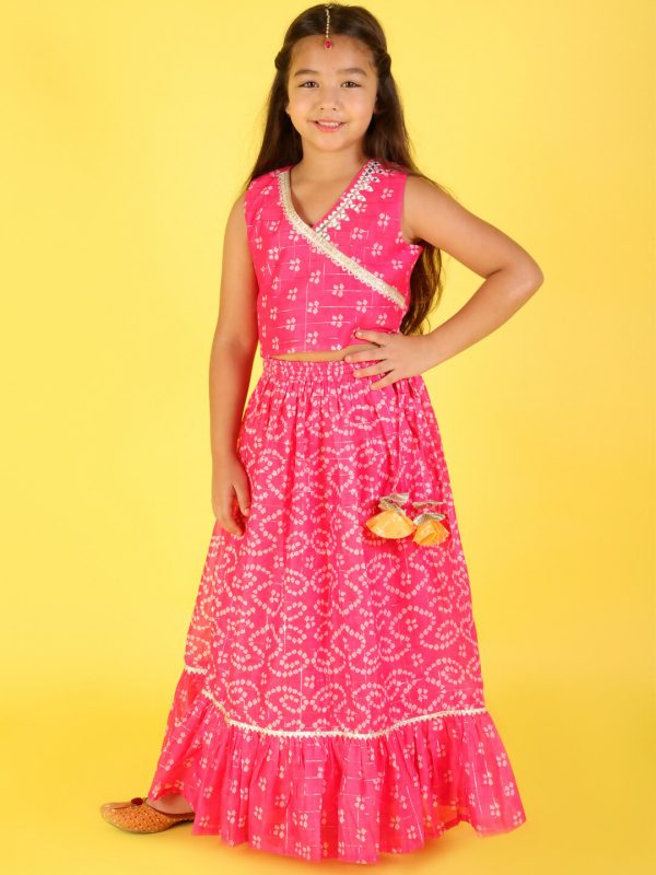 Lil Drama Girls Ghaghra Choli set - Pink Online now