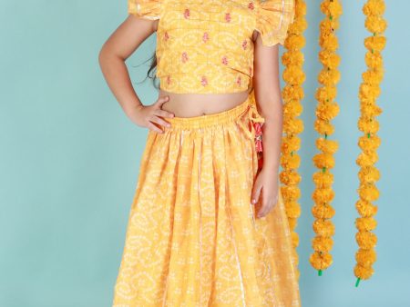 Lil Drama Girls Ghaghra Choli set - Yellow Sale