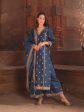 Malishka Women s Blue Viscose silk Floral Embroidered Straight Kurta Palazzo With Dupatta - Blue Sale