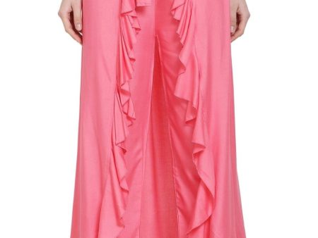 Asmaani Peach Color Plain Ruffle Palazzo Fashion