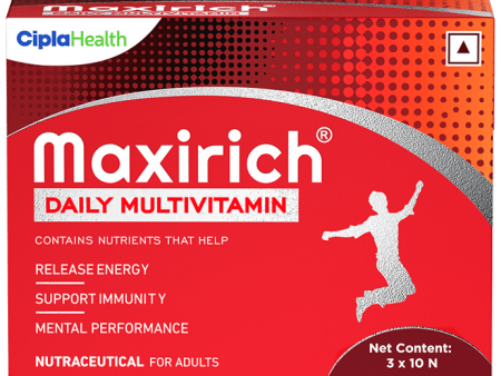 Cipla Maxirich Daily Multivitamin Softgel For Energy Immunity & Performance For Sale