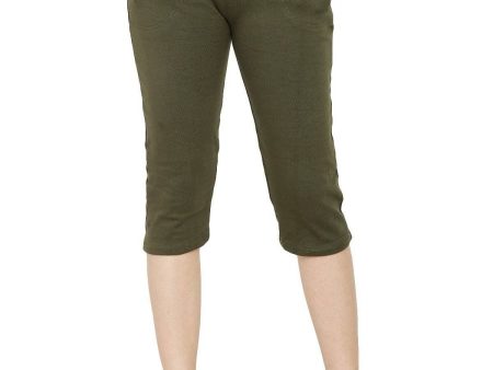 Asmaani Olive Green Color Capri Type with Two Side Pockets. Supply