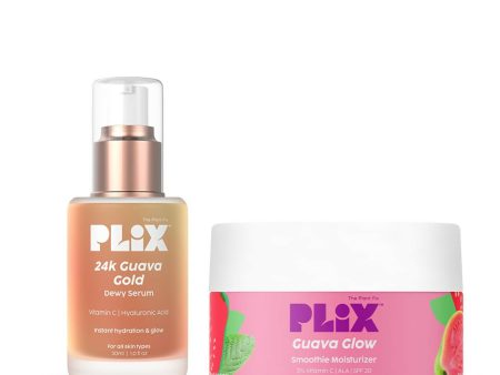 PLIX The Plant Fix 24k Guava Gold Lightweight Face Serum and Moisturizer Combo For Sale