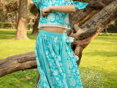 Lil Drama Girls Ghaghra Choli set - Sky Blue Online