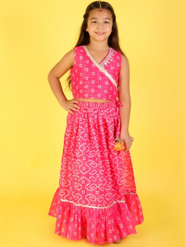 Lil Drama Girls Ghaghra Choli set - Pink Online now