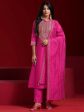 Libas Art Pink Yoke Design Chanderi Silk Straight Suit With Dupatta Online now