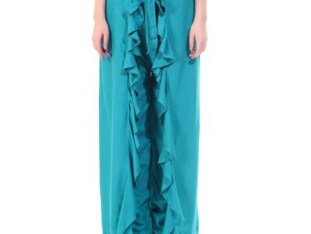 Asmaani Turquoise Color Plain Ruffle Palazzo Discount