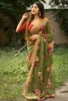 Sonakshi Green Digital Printed Munnar Slub Designer Saree with Blouse Hot on Sale