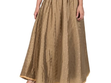 Asmaani Olive Green Color Golden Zari Work Maxi Skirt on Sale