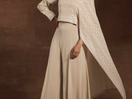 Libas Art Beige Embroidered Georgette Co-Ords Supply