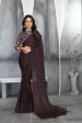 Sonakshi Coffee Sequence with Digital Printed Silk Moss Designer Saree with Blouse Discount