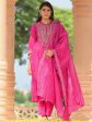 Libas Art Pink Yoke Design Chanderi Silk Straight Suit With Dupatta Online now