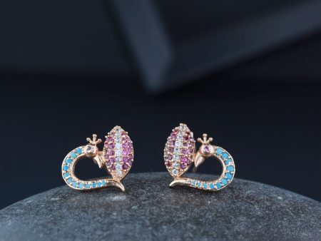 Stylish Latest Fashion Rose Gold Plated Glittering Crystal AD Stone Studs Earrings for Women & Girls - Wahe Jewels Sale