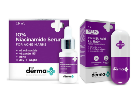 The Derma Co 1% Kojic Acid Lip Balm & 10% Niacinamide Face Serum Combo Online now