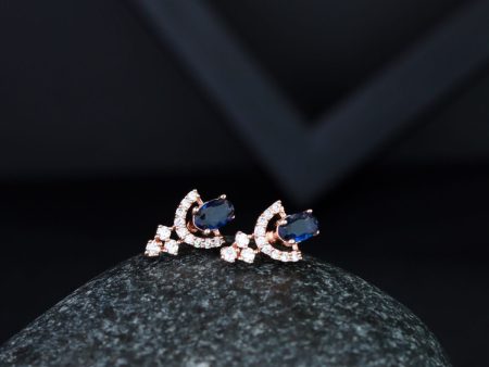 Rose Gold Plated CZ & Diamond Beautiful Studs Earrings for Women Girls - Wahe Jewels Online now