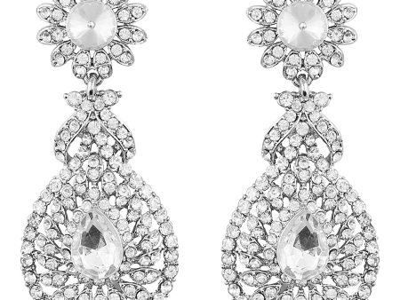 Rhodium Plated American Diamond Sparkling Dangle Earrings for Women - Wahe Jewels Online Hot Sale