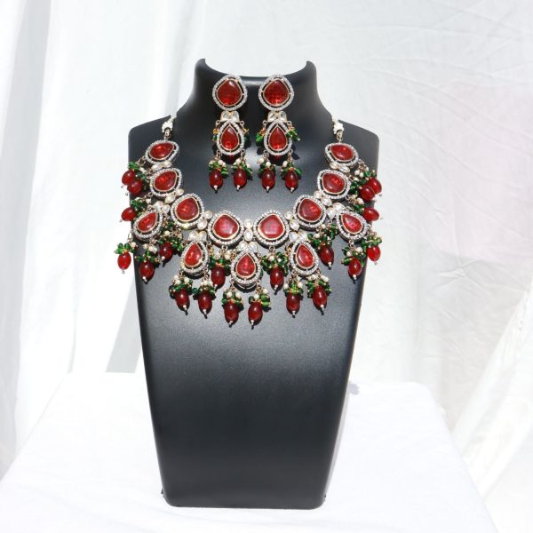 Ishika Red Polki Kundan Neckpiece - Wahe Jewels Discount