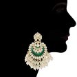 Womens 18K Gold Plated Intricately Designed Traditional Meenakari Chandbali Earrings Glided With Kundans & Pearls - Wahe Jewels For Cheap