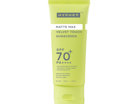 Hyphen Matte Max Velvet Touch Sunscreen SPF70+PA++++ Sweat & Water Resistant 12hr UV Protection Online