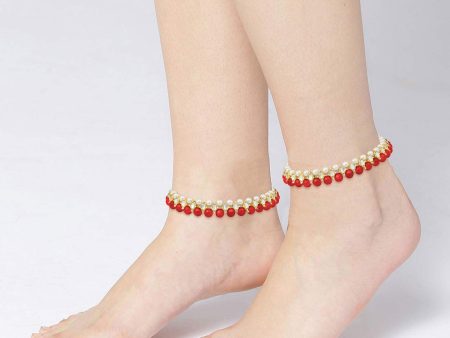 Traditional Gold Plated Kundan Pearl Payal Anklets Jewellery for Women & Girls - Wahe Jewels For Cheap