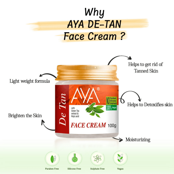 AYA De-Tan Face Cream With Green Tea Extract & Kojic Acid on Sale