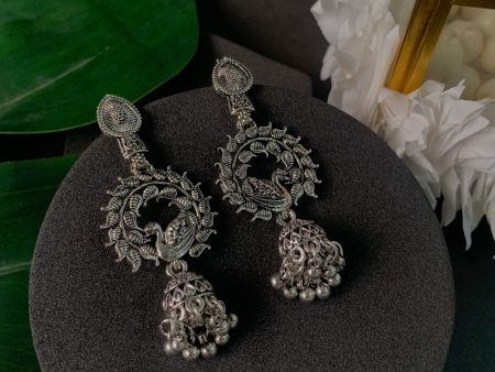 Navratri Ethnic Silver Oxidised Afghani Style Trending Earrings For Women - Wahe Jewels on Sale