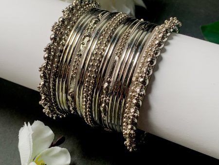 Navratri Ethnic Traditional Silver Oxidized Bangle Set For Women - Wahe Jewels Online Sale